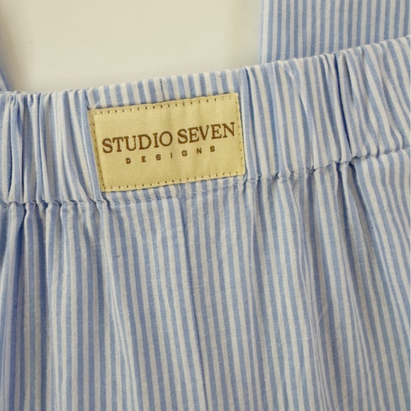 Studio Seven Designs Pants Womens Small Blue White Striped Lounge Casual Lila - Picture 3 of 7